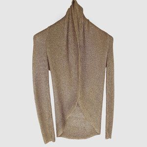 Ralph Lauren Black Label Silk Metallic Green Cocoon Knit Cardigan small